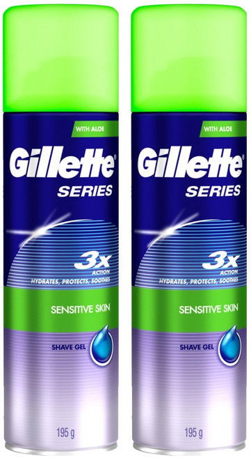 질레트 정품 시리즈젤 센서티브 스킨 쉐이빙 젤, 195g, 2개