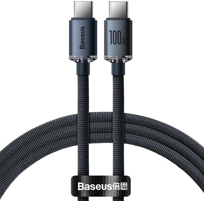 Baseus 倍思 晶耀系列 雙Type-C快充數據線 100W, 黑色, 1條, 2m