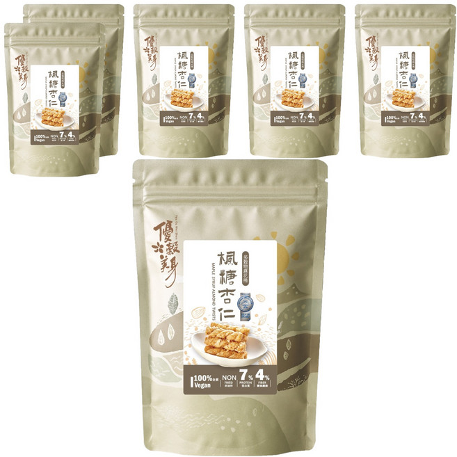 優穀美身 多穀物麻花捲 楓糖杏仁口味, 60g, 6個