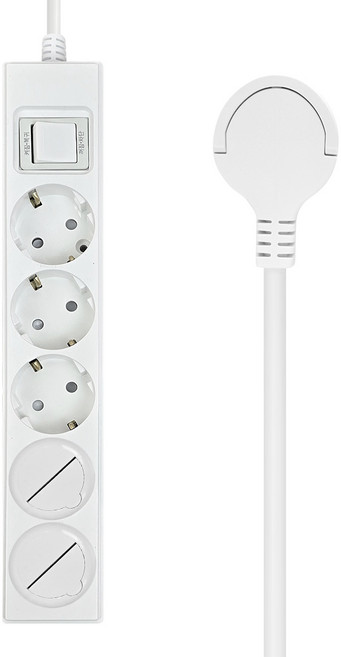 원스탑 제로갭 과부하차단 16A 통합 절전스위치 납작멀티탭 5구 안전커버 2p, 1개, 화이트, 5m