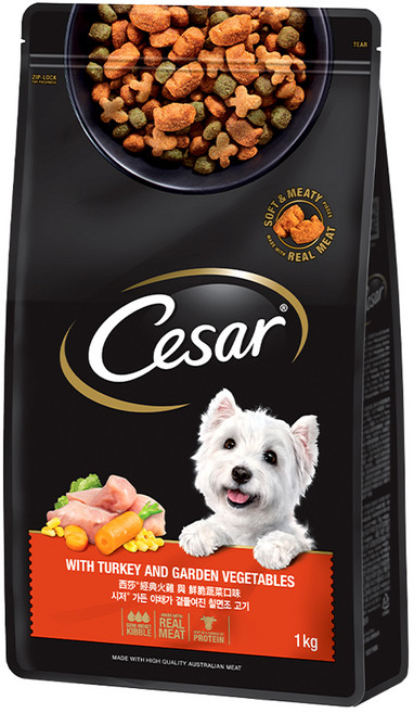 시저 어덜트 강아지 건식사료, 칠면조, 1kg, 1개