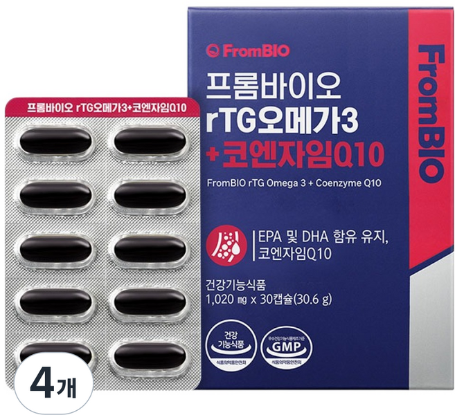 FromBIO rTG Omega-3 + 輔酶Q10 30.6g, 30錠, 4個