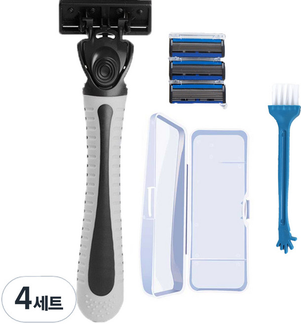 페이스바디 일회용 6중날 면도기 세트 케이스+면도기+6중날 4입 화이트 블랙, 4세트