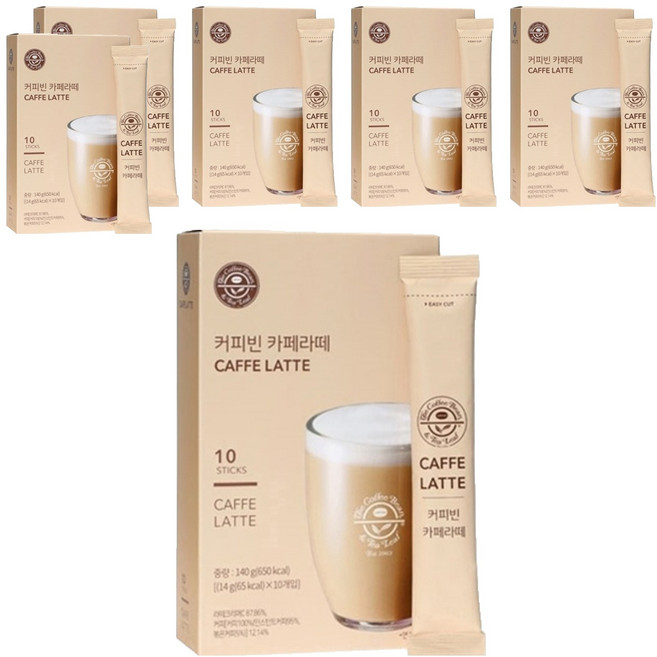 커피빈 카페 라떼 커피믹스, 14g, 10개입, 6개