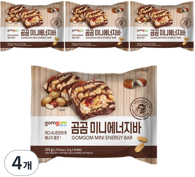 곰곰 미니 에너지바, 325g, 4개 - 쿠팡