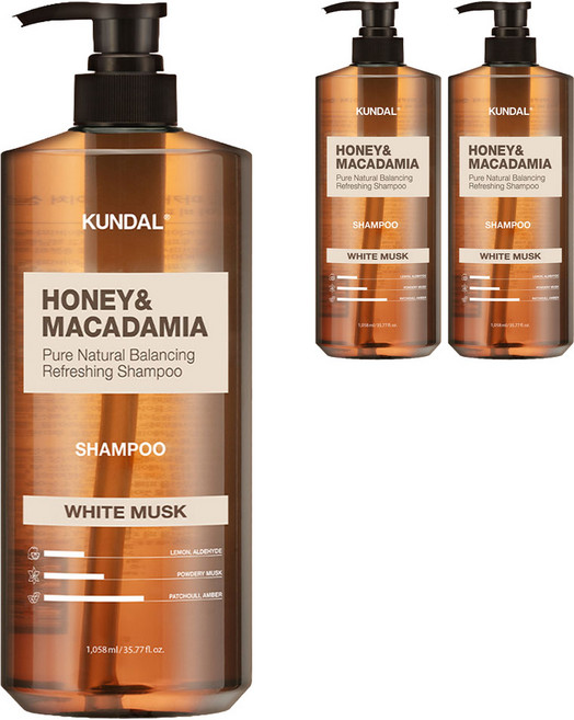쿤달 네이처 샴푸 화이트머스크향, 1.058L, 3개
