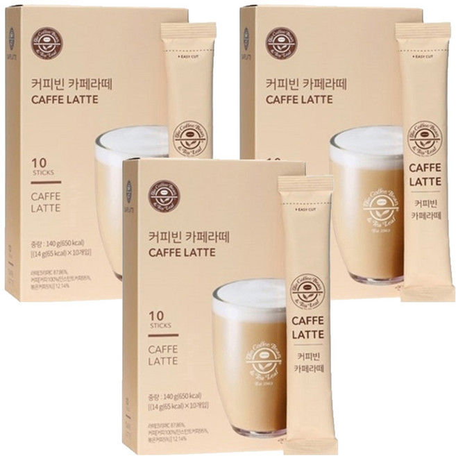커피빈 카페 라떼 커피믹스, 14g, 10개입, 3개