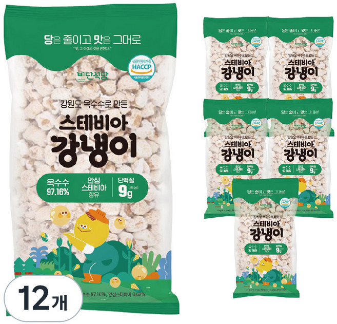 vedansikdang 江原道玉米製成的甜菊糖爆米花, 12個, 220g