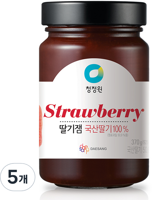 청정원 딸기잼, 5개, 370g