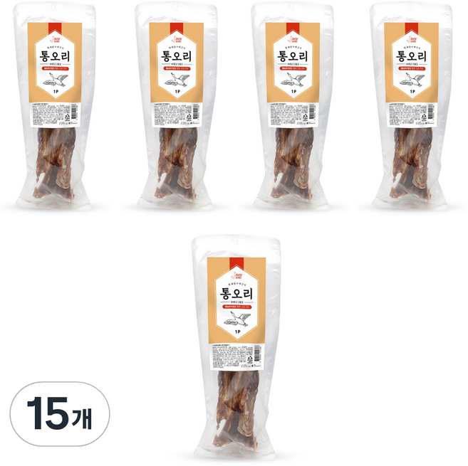 덕킹 강아지 간식, 통오리, 15개