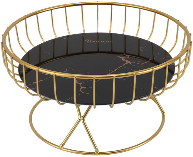 efactory Judy N 室內裝飾鐵製托盤零食籃, 黑色, 1個