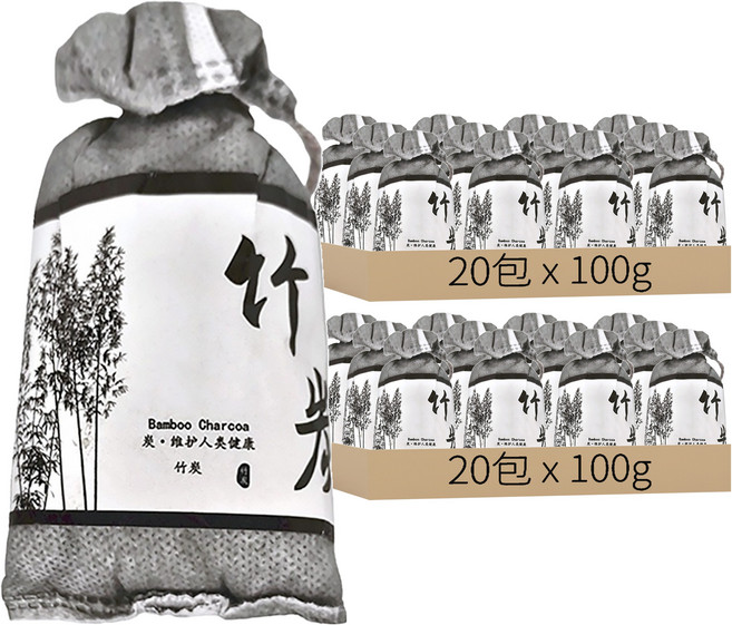 除臭除溼竹炭包, 40包, 100g