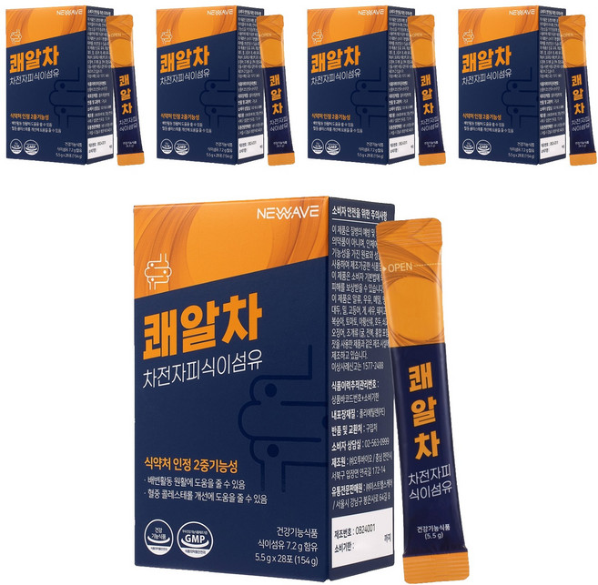 NEWAVE 쾌변엔 쾌알차 차전자피 식이섬유, 154g, 5개