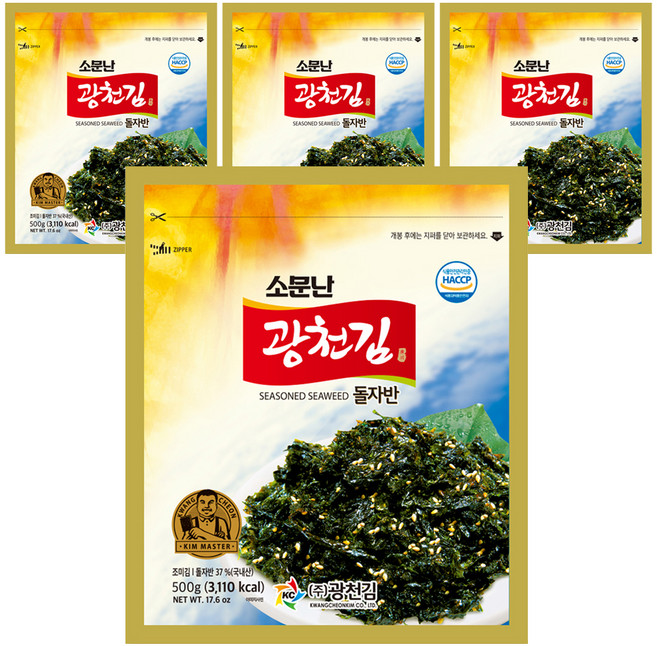 광천김 소문난 돌자반, 500g, 4개