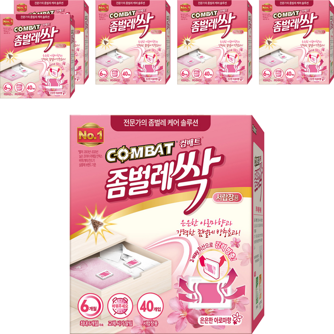 컴배트 좀벌레싹 서랍장용 아로마향 방충제 40p, 20g, 6개