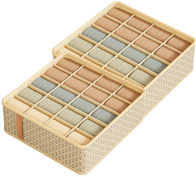 조이베리 다용도 서랍형 속옷 양말 정리함, 베이지, 2개