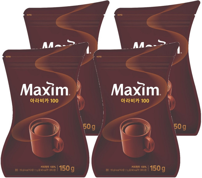 맥심 아라비카 100 원두 커피믹스, 150g, 1개입, 4개