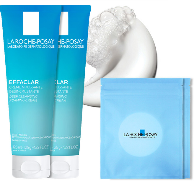 라로슈포제 에빠끌라 딥 클렌징 포밍 크림 + 화장솜 30p 세트, 125ml, 2개