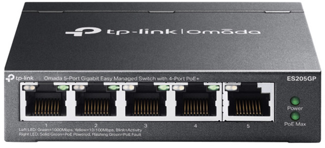 tp-link 簡易管理型交換器 Omada 5埠 Gigabit, ES205GP, 1組