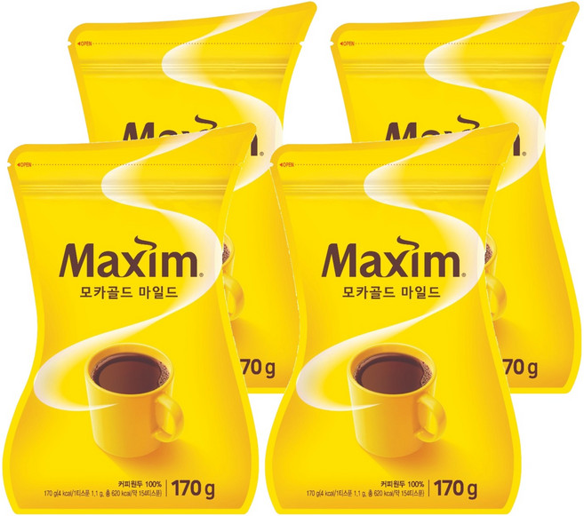 맥심 모카골드 마일드 커피믹스, 170g, 1개입, 4개