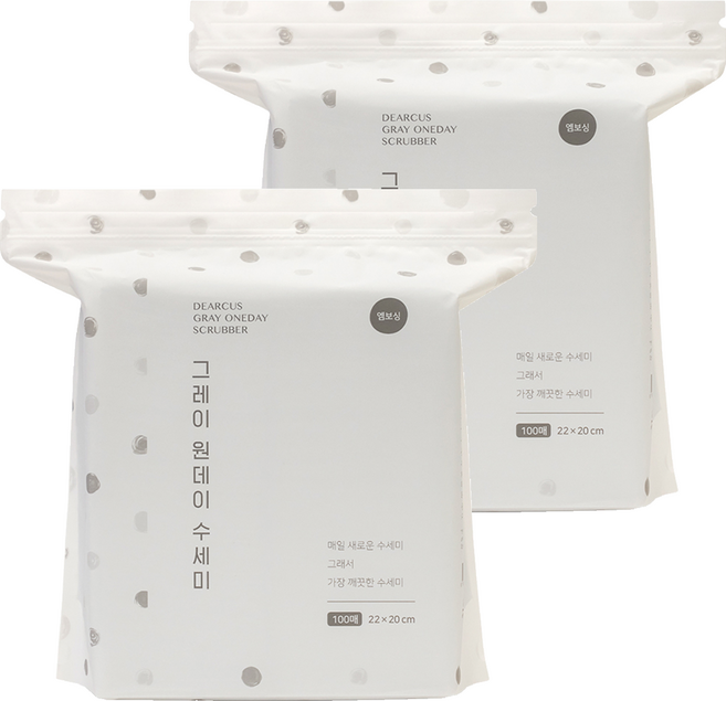 디어커스 원데이 수세미 엠보싱, 그레이, 100개입, 2개