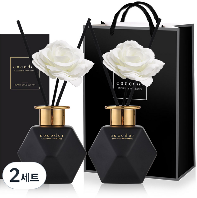 코코도르 블랙골드 에디션 디퓨저 2p + 비누꽃 스틱 2p 세트, 플라워샵, 400ml, 2세트