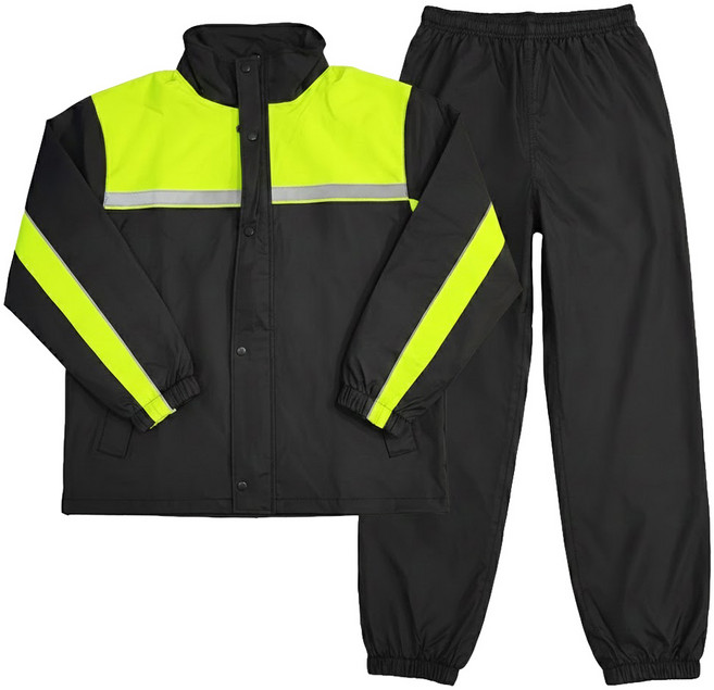 好拾選物 成人兩件式雨衣 機車雨衣 雙層內網狀, 黑綠