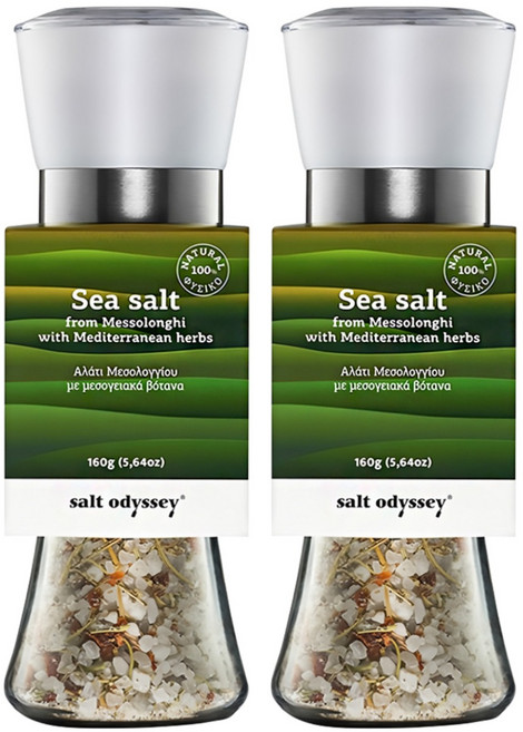 salt odyssey 奧德賽 地中海綜合香草海鹽研磨罐, 160g, 2罐