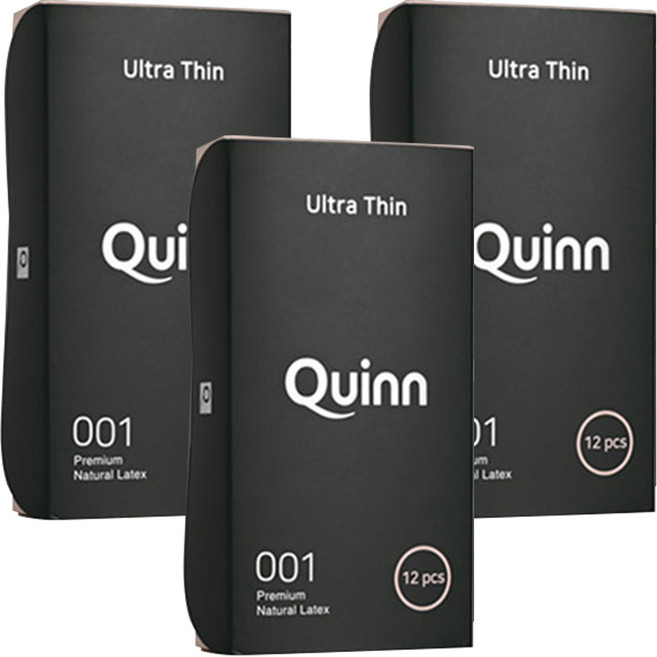 Quinn 001 울트라씬 초박형 콘돔, 12개입, 3개