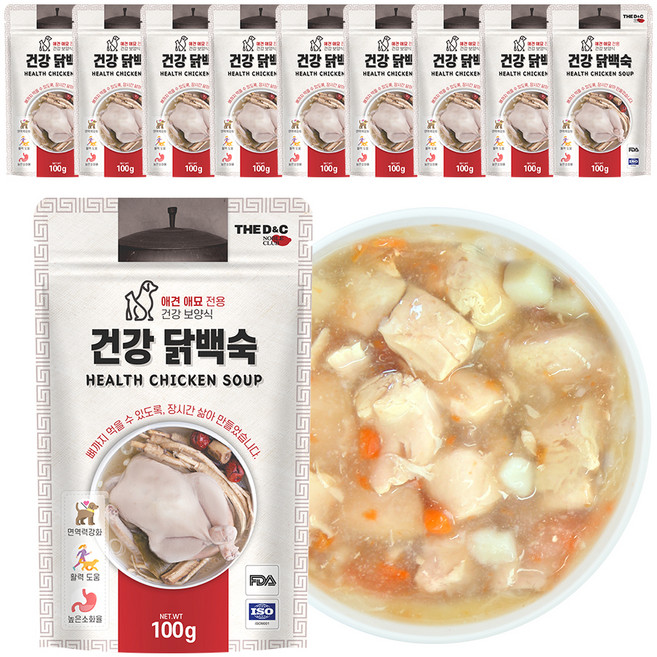 더독 건강 강아지간식 파우치, 닭백숙, 100g, 10개