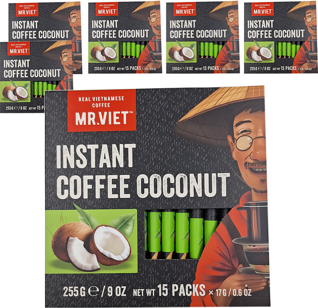 MR.VIET 椰子即溶咖啡粉, 17g, 15入, 6盒