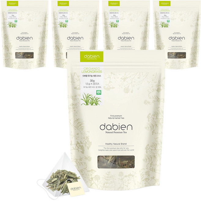 다비앙 유기농 레몬그라스 차 생분해 티백, 1.5g, 20개입, 5개