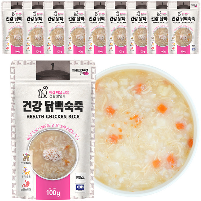 더독 반려동물 건강 보양식 파우치, 닭백숙죽, 100g, 10개