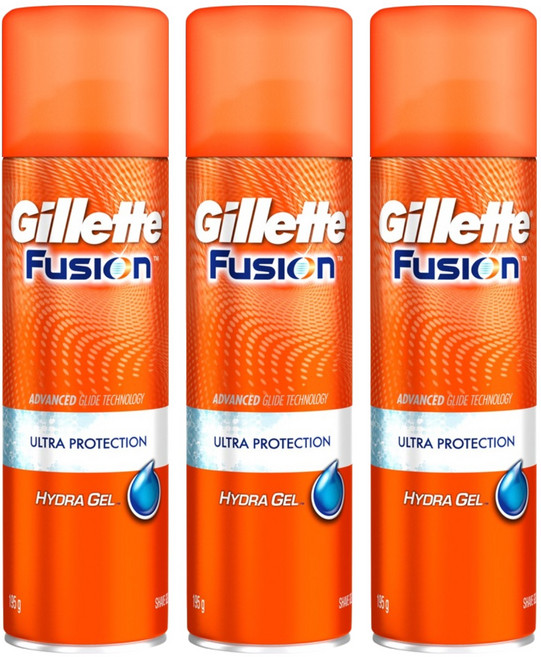 질레트 정품 퓨전 하이드라 울트라 프로텍션 쉐이빙젤, 200ml, 3개