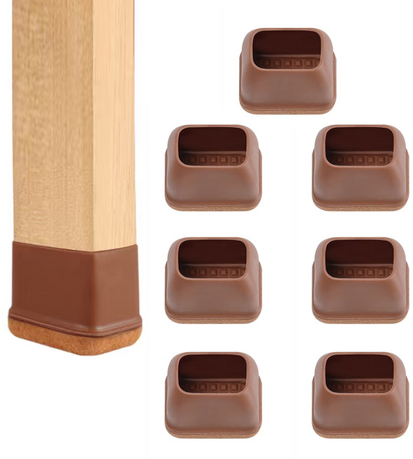 써뉴즈 홈 실리콘 소음방지 의자 가구 발 커버 직사각, 브라운, 8개