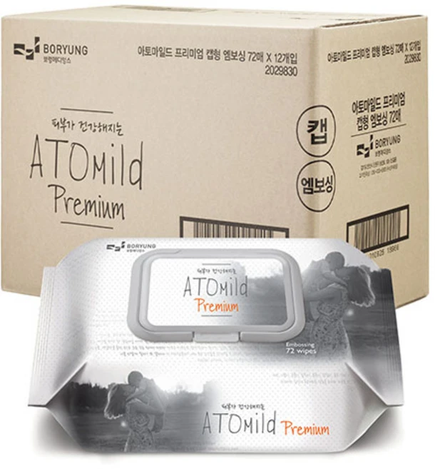 아토마일드 프리미엄 유아물티슈 캡형, 70g, 72매, 12개 - 쿠팡