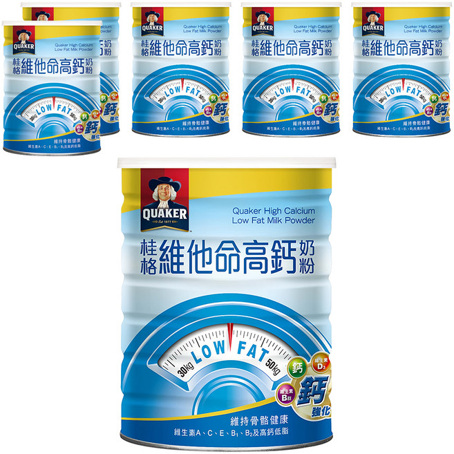 QUAKER 桂格 維他命高鈣奶粉, 1.65kg, 6罐