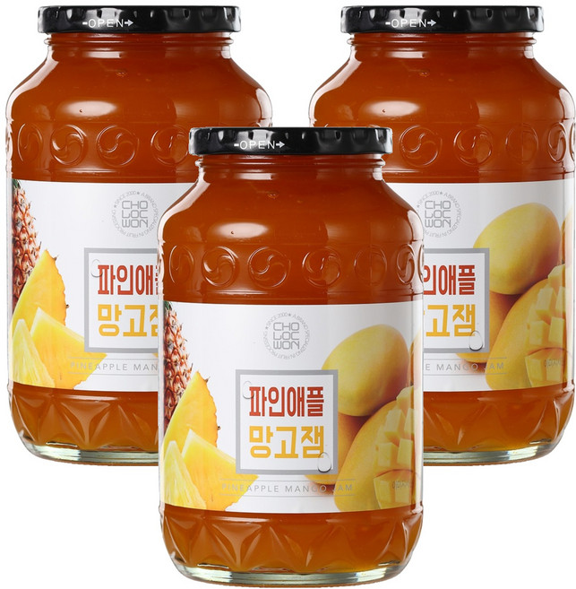 초록원 파인애플 망고잼, 1kg, 3개