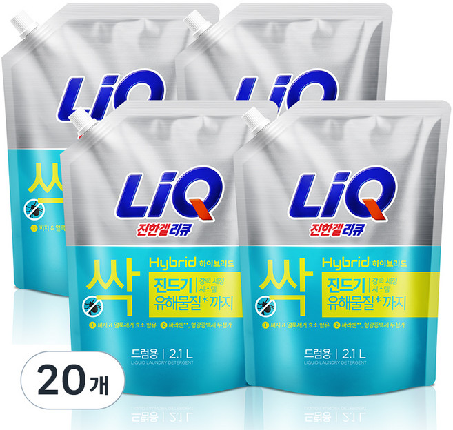리큐 진한겔 하이브리드 드럼세탁기용 액상세제 플로럴 부케향 리필, 2.1L, 20개