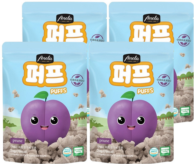 아넬라 유기농 푸룬 퍼프, 20g, 4개