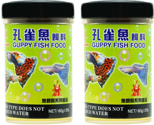 AQUAFUN 水之樂 孔雀魚飼料, 60g, 2罐