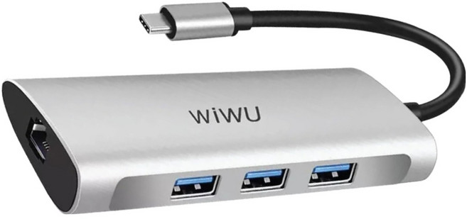 Wiwu Alpha系列 USB-C HUB 七合一多功能集線器 A731HC, 銀色, 1個