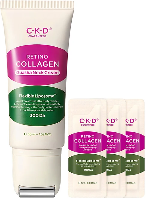 씨케이디 레티노콜라겐 저분자 300 괄사 목주름 크림 50ml + 콜라겐 앰플 1ml 3p, 1개 - 쿠팡