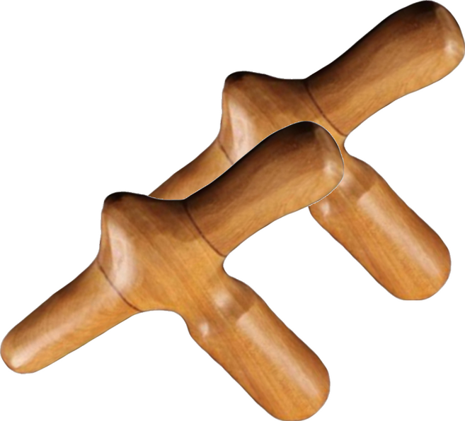 MEO 우드 마사지 장미목 십자 지압봉, 2개