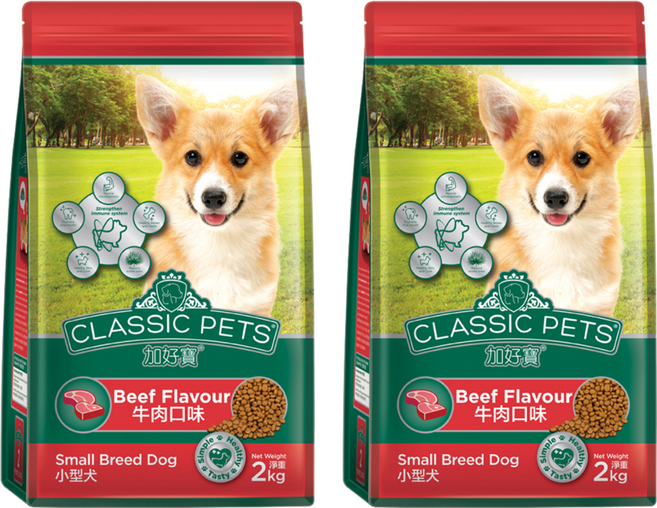 CLASSIC PETS 加好寶 小型犬乾狗糧, 牛肉口味, 2kg, 2袋