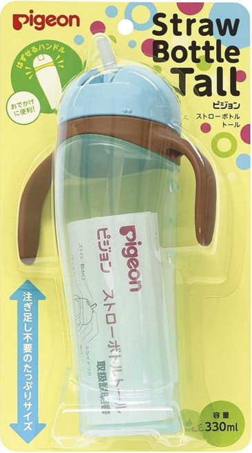 pigeon 貝親 Petit Straw Bottle 兒童用吸管水瓶, 藍色, 330ml, 1個