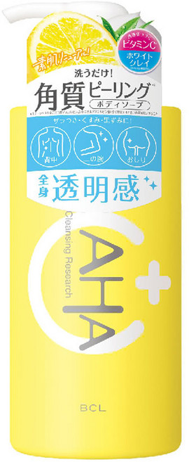 BCL AHA 柔膚透亮沐浴乳 去角質 含維他命C, 480ml, 1瓶