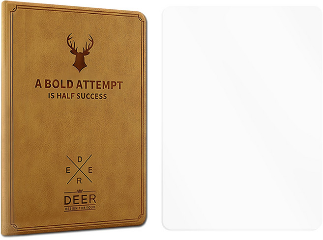 vXTRA 飛創 防潑水鹿頭壓紋平板皮套 + 玻璃貼套組 11吋, 1套, 醇奶茶棕