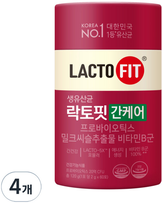 락토핏 종근당건강 간케어 유산균 60p, 120g, 4개