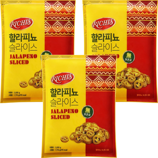 리치스 할라피뇨 슬라이스, 3개, 3kg